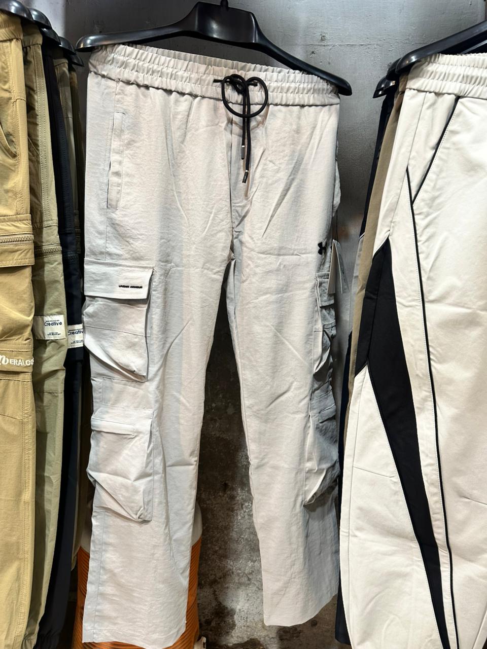 GenZee Stylo | Urban Multi-Pocket Techwear Cargo Trousers - Off-White